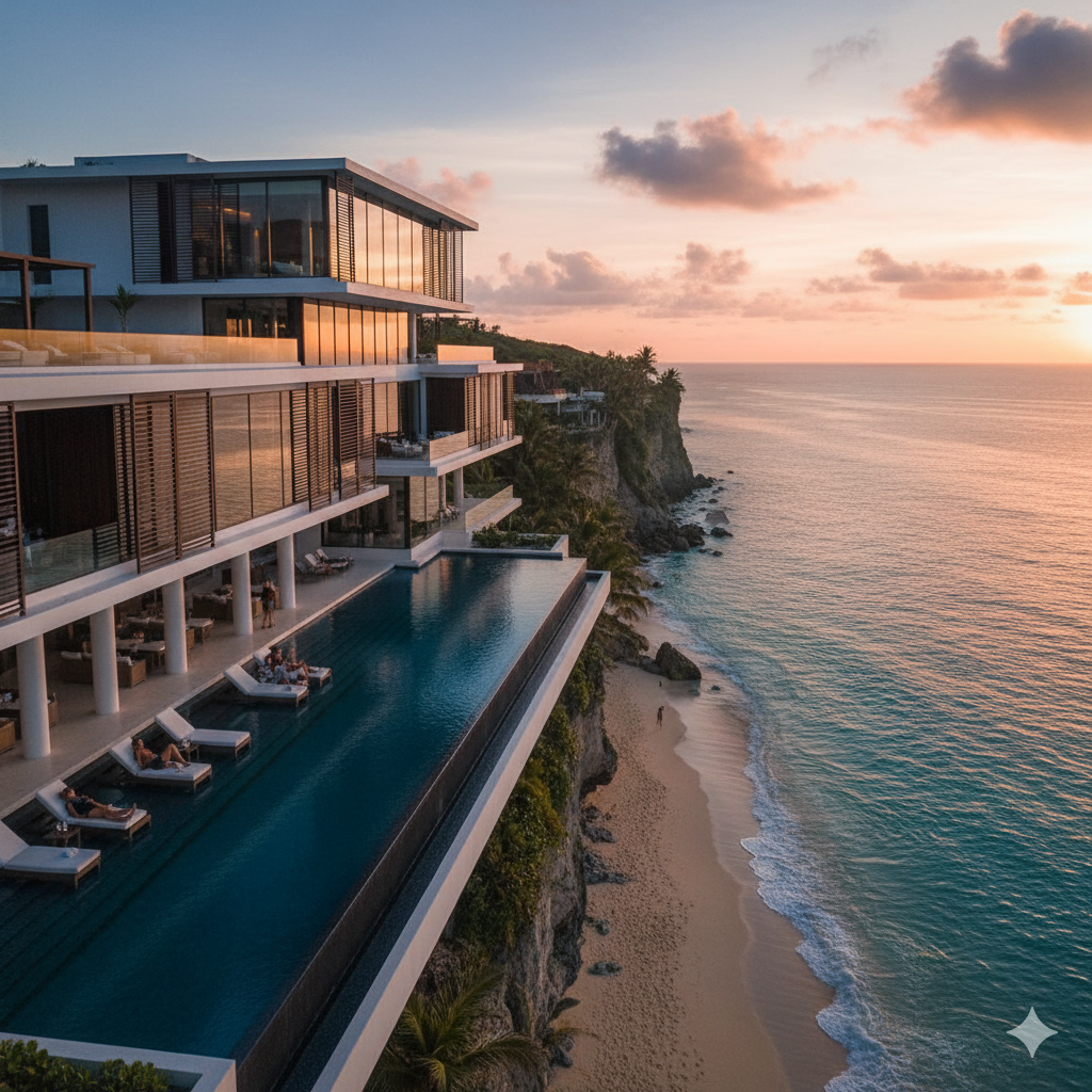 Hotel Mewah Modern di Tepi Pantai dengan Kolam Renang Infinity